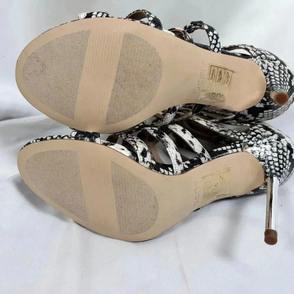 Aldo Unaclya Snake 8.5 Strappy Cage Heels Stiletto Animal Print Party - Picture 9 of 11